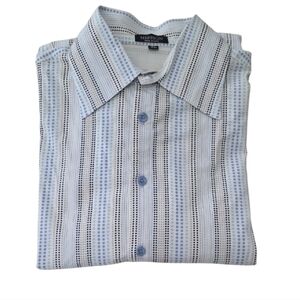 Mission Dress Shirt Men's Striped Button Down Blue White Collared XL